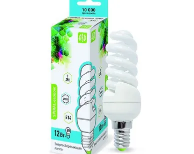 фото Лампа энергосберегающая SPIRAL-econom-T3 12Вт е14 4000К 600Лм ASD