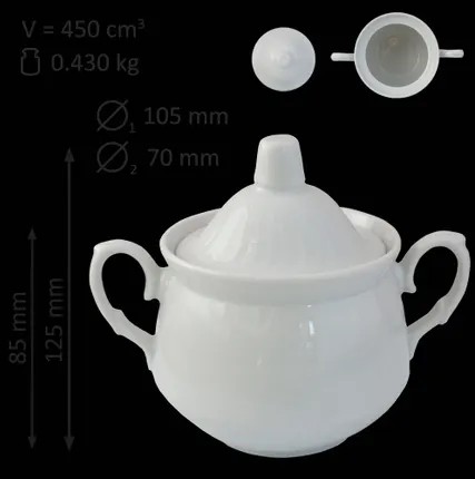 Фото №0 Сахарница с крышкой &quot;Кирмаш&quot; 450 мл белая, добрушский фарфор