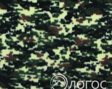 фото Трикотаж костюмный флис полартек набив КМФ 150 см, D3 (пиксель зеленый)