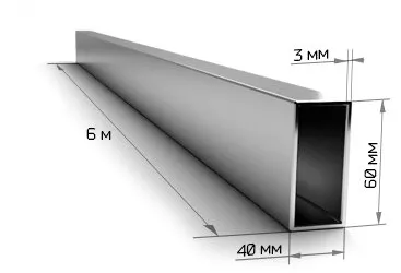 Фото №0 Труба пр 60*40/3 1/6м ГОСТ 8645-68