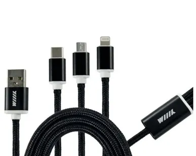 фото Кабель WIIIX 3 в 1 USB -