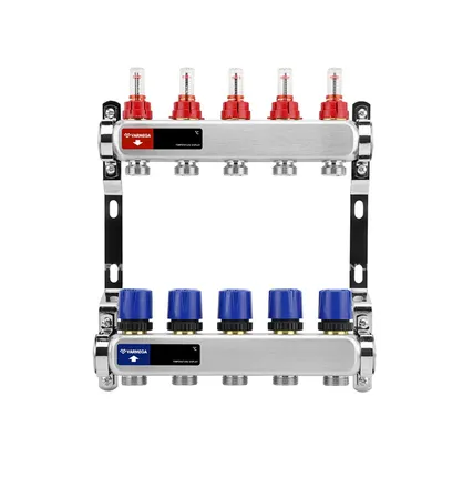 Фото №0 Коллекторная группа Varmega из нержавеющей стали 1" на 5 контуров с расходомерами