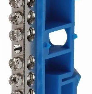 фото Шина N "ноль" на DIN-изол. ШНИ-6х9-10 никелированная Д син. NO-222-86-1 ЭРА Б0044135