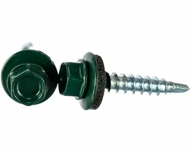 фото Саморез кровельный с буром 4,8*19 (темно зеленый 70шт) Стройбат