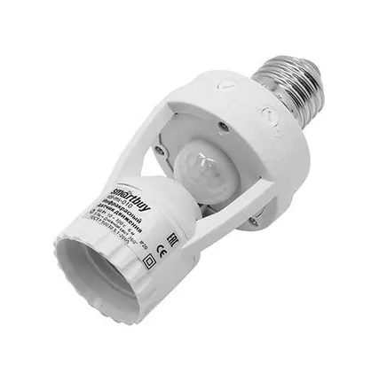 Фото №0 Датчик движения инфракрасный в патрон E27 360* 6м 1200W белый IP20 Smartbuy
