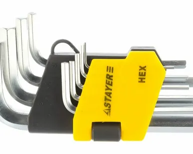 фото Набор STAYER Ключи "MASTER" имбусовые короткие, Cr-V,HEX 1,5-10мм, 9 пред