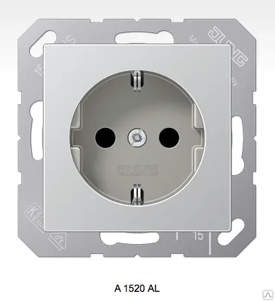 Фото №0 A1520AL JUNG штепсельная розетка SCHUKO 16A 250V~ с заземлением; алюминий