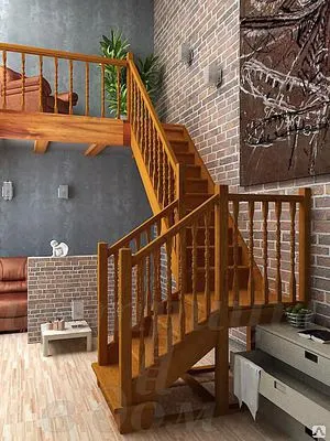 Фото №0 Деревянная лестница модель ЛЕС-04