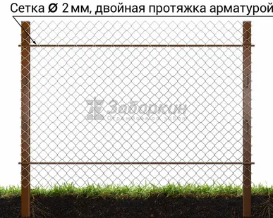фото Забор из сетки рабицы Премиум (2,0 м)