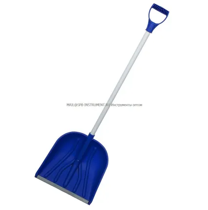 Фото №0 Лопата снеговая пластмассовая С планкой Алюминиевый черенок 410х460мм RemoColor 69-0-431