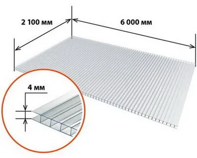 фото Сотовый поликарбонат прозрачный Multigreen 4 мм 2,1х6 м