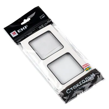 Фото №6 Рамка 2-м Стокгольм бел. с линией цвета черн. PROxima EKF EXM-G-305-10