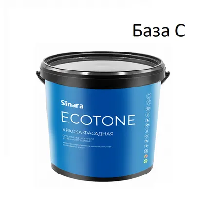 Фото №0 Sinara Краска в/д ECOTONE Фасадная акрил.прозрачная мат.базаС 1,8л