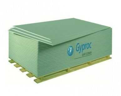 фото Гипсокартон Gyproc ГКЛВ-УК влагостойкий утоненная 
кромка 1200х2500х12,5 Gy
