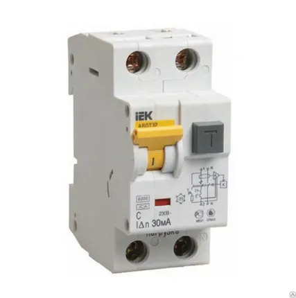 Фото №0 Выключатель авт. диф. тока 1п+N 2мод. С 16А 30mA тип А 6кА АВДТ-32 ИЭК