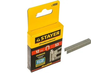 фото Скобы STAYER "PROFI" закаленные, тип 53, красные, 12мм, 1000шт