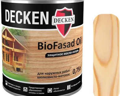 фото Защитное масло-лазурь Decken BioFasad Oil, бесцветный, 0,75 л