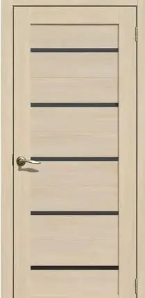 Фото №0 Дверь межкомнатная 206 (La Stella) черное стекло, экошпон, Ясень Латте 2000х800мм