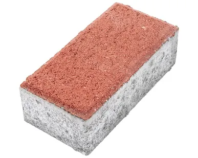 фото Тротуарная плитка Берит Прямоугольник Красная 200х100х60 без фаски на сером цементе