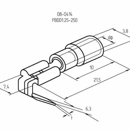 Фото №6 Клемма плоская изолированная (гнездо+штекер-7.4мм+6.3мм) 0.5-1.5кв.мм (PDDD1.25-250) Rexant 08-0414