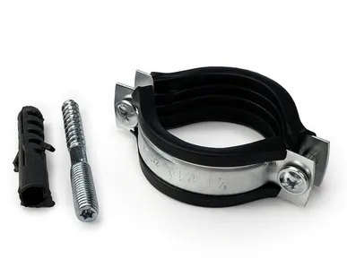 фото Хомут 1 1/2" с резиновым уплотнителем (Д=50мм) (болт+дюбель) металл