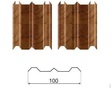 фото Металлический штакетник ШТ-100 золотистое дерево