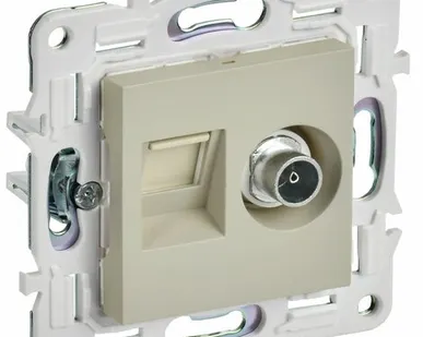 фото SKANDY Розетка двойная TV+RJ45 кат.5E SK-A14B бежевый IEK
