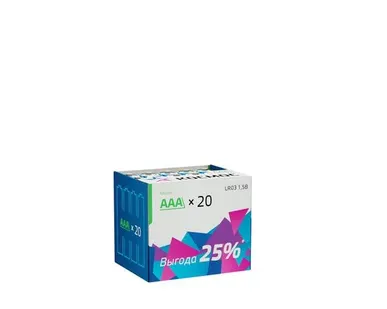 фото Элемент питания алкалиновый LR LR03 (уп.20шт) Космос KOCLR0320BOX