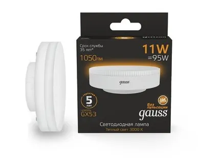 фото Светодиодная лампа Gauss 11W 1050Lm 3000K GX53 108008111