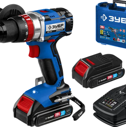 Фото №0 Бесщеточная дрель-шуруповерт ударная, 2 АКБ (2 Ач), в кейсе DBS-201-22