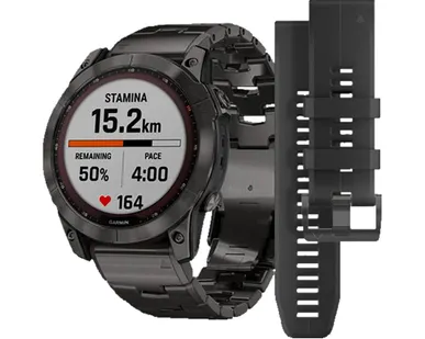 фото Часы Garmin Fenix 7X Sapphire Solar титановый угольно-серый DLC с угольно-серым титановым DLC браслетом