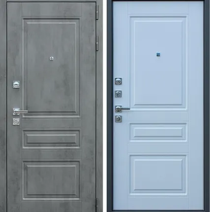 Фото №0 Входная дверь Лира бетон темный-классика белый матовый АСД