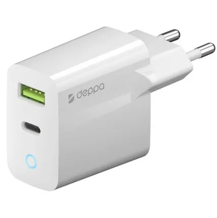 Фото №0 Сетевое зарядное устройство Deppa 20W USB-A/USB-C 11398 White
