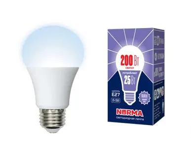 фото Лампа LED-A70-25W/6500K/E27/FR/NR Лампа светодиодная. Форма "A", матовая. Серия Norma. Дневной белый свет (6500K). Картон. ТМ Volpe