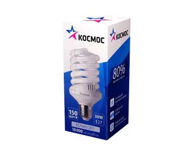 фото Лампа люминесцентная компакт. SPC 30Вт E27 спиральная 4200К КОСМОС LKsmSPC30wE2742