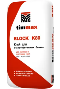фото Клей для блоков из газобетона пенобетона TimMax К80 20 кг 65 шт/пал. 522