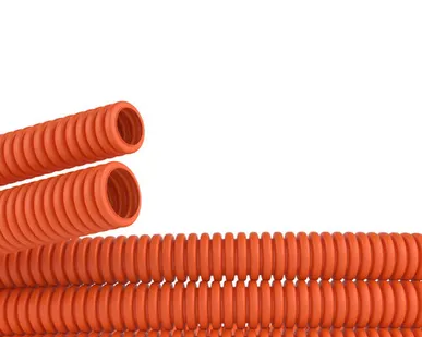 фото ДКС Труба ПНД гибкая гофр. д.50мм, тяжёлая без протяжки, 15м, цвет оранжевый