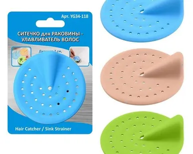 фото Ситечко для раковины-улавливатель волос d7см 3цвета