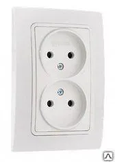 Фото №0 Розетка двойная скрытая белая без заземления