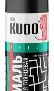 фото эмаль! универсальная, черная глянцевая, аэрозоль 520 мл\ KU-1002 KUDO