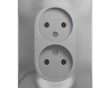 фото Розетка 2-м СП Glossa 16А IP20 без заземл. в сборе алюм. SE GSL000320