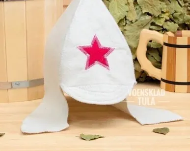 фото Шапка для бани Буд;новка белая