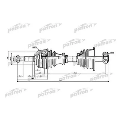 Фото №0 Patron Привод левый Clio II BB0/1/2/CB0/1/2/Kangoo KC0/1/FC0/1 ор 7700110484 Patron PDS1397 (С АБС 626mm)