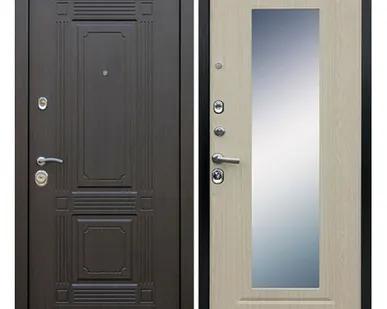 фото Входная дверь Викинг венге-зеркало беленый дуб АСД