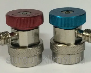 фото Переходник с краном быстросъемный QC-HA (синий) VALUE