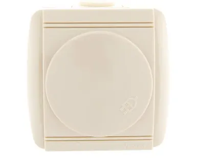 фото Розетка 1-м ОП Ната с защ. крышкой керам. с заземл. крем. LEZARD 710-0300-123