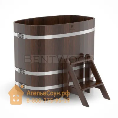 Фото №1 Купель для бани из дуба овальная 0,76х1,16 м (мореный дуб, полимерное покрытие, H = 1,0 м)