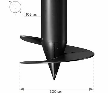 фото Свая винтовая со сварным наконечником 108/300/2500 мм (стенка 4 мм, лопасть 6 мм)