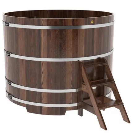 Фото №0 Купель для бани из лиственницы круглая D = 2,0 м (мореная, полимерное покрытие, H = 1,4 м)