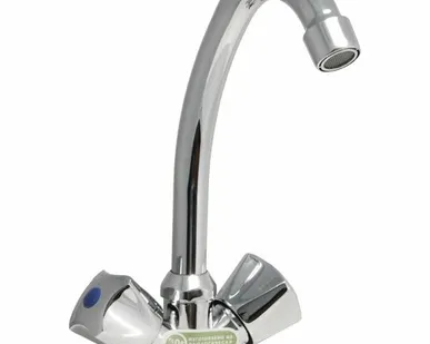 фото Дисма Смеситель для кухни "Juguni"двуручный, с гибкой подводкой, хром/маховик 0402.644